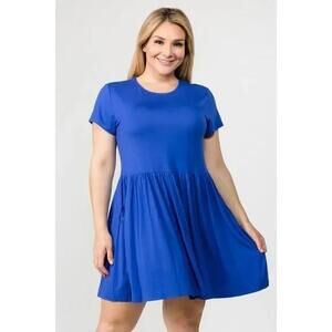 Women's  Size 2XL Short Sleeve Babydoll Dress with Pockets